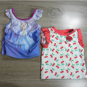 🍒 Disney Frozen size 4T and Circo cherry print size 2T bathing suit tops girls